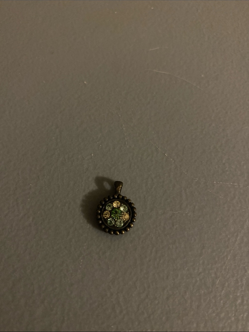 Vintage-Inspired Small Green Crystal Round Pendant Necklace Lia Sophia